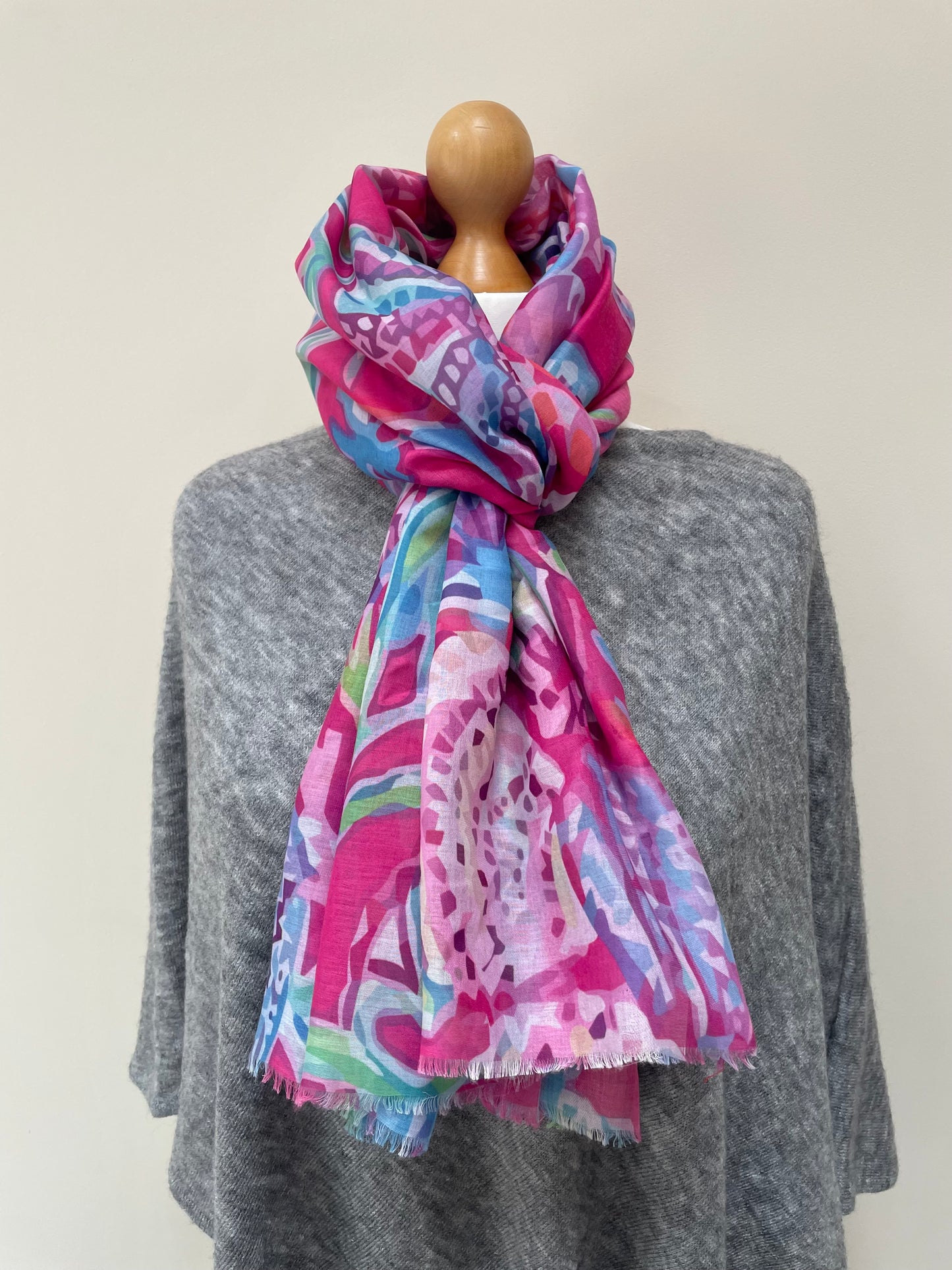 Pink Blue and Green Sea Shell Scarf