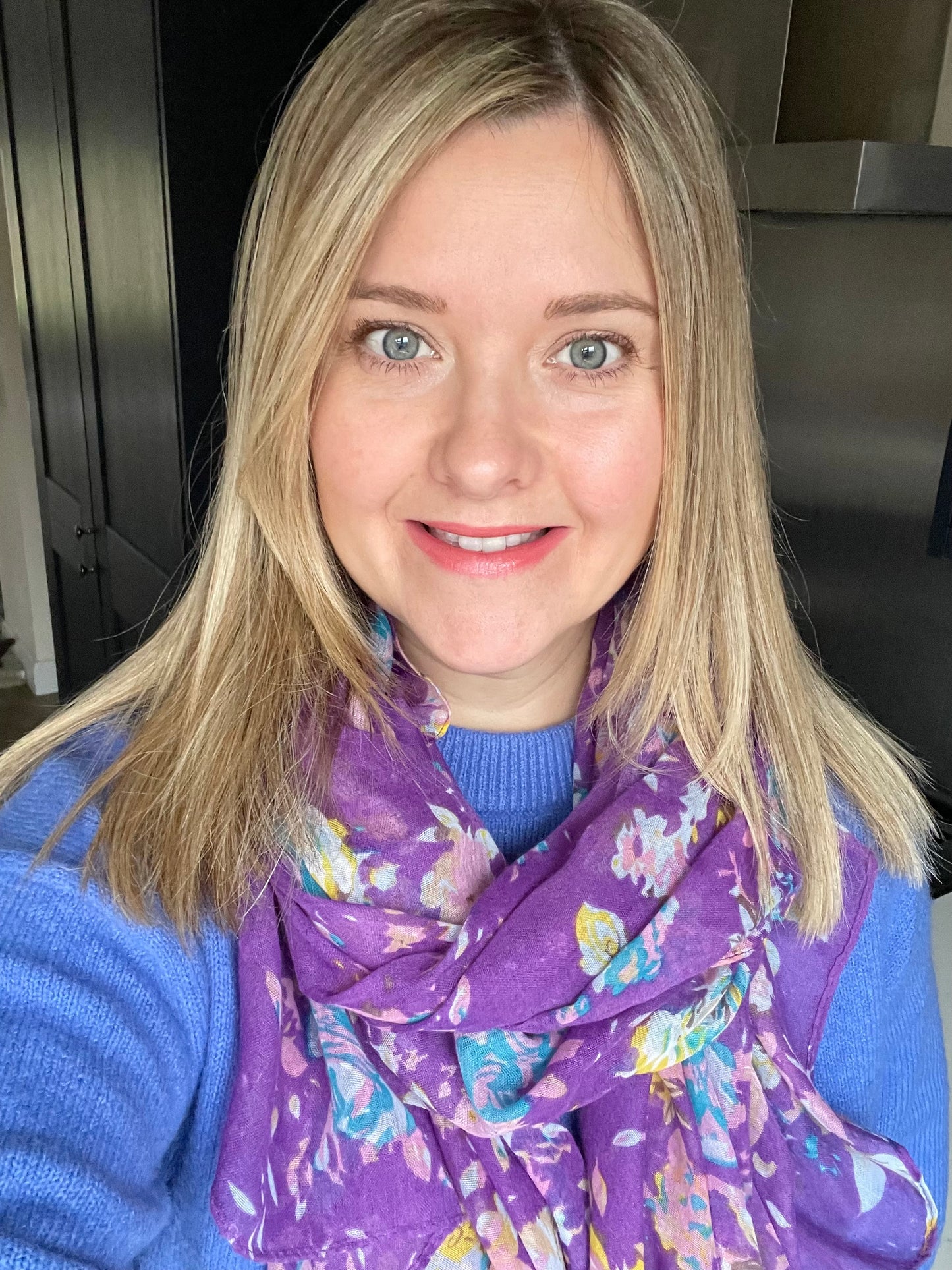 Spring Violet Floral Scarf