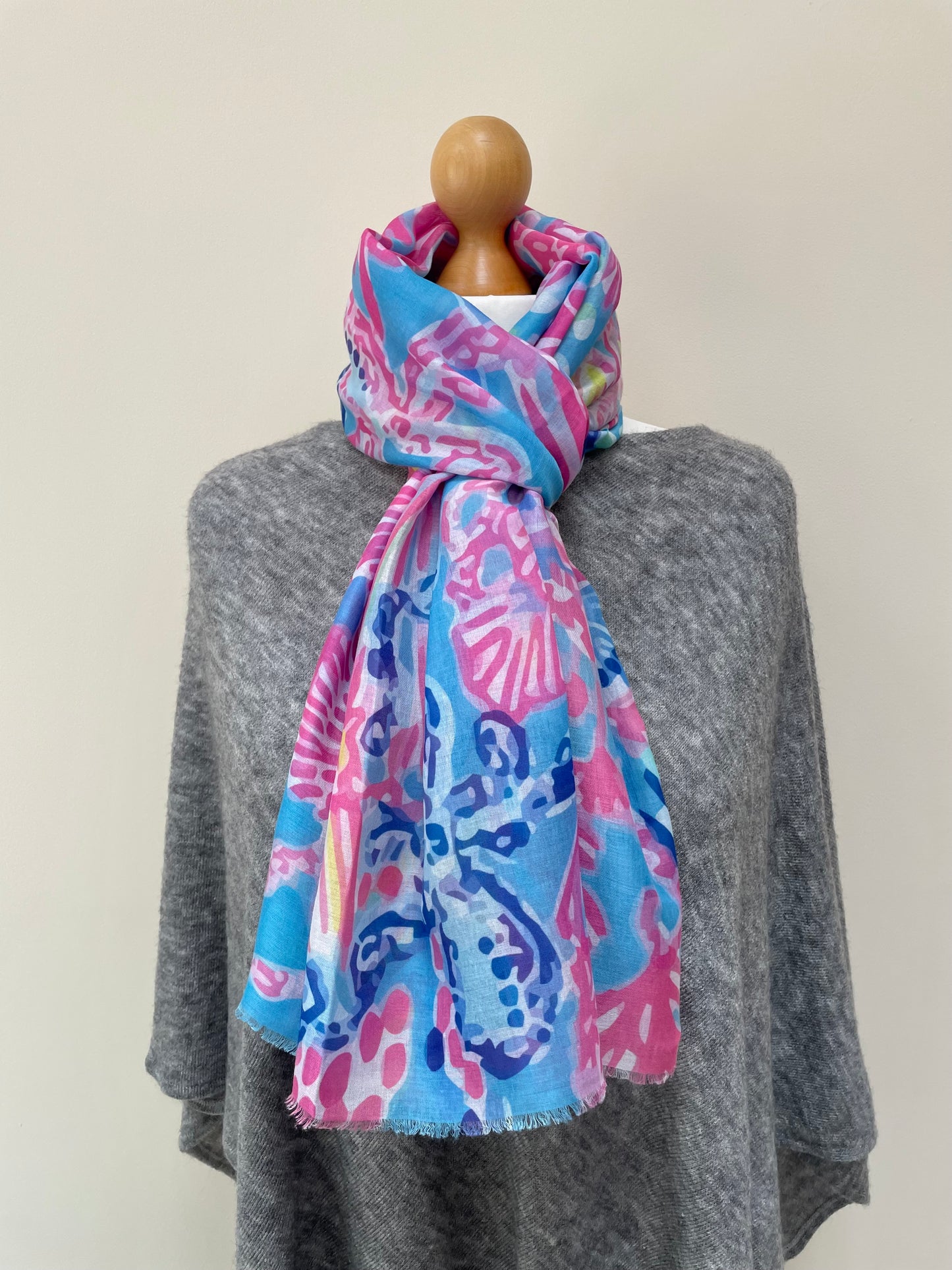 Blue and Pink Shell Scarf