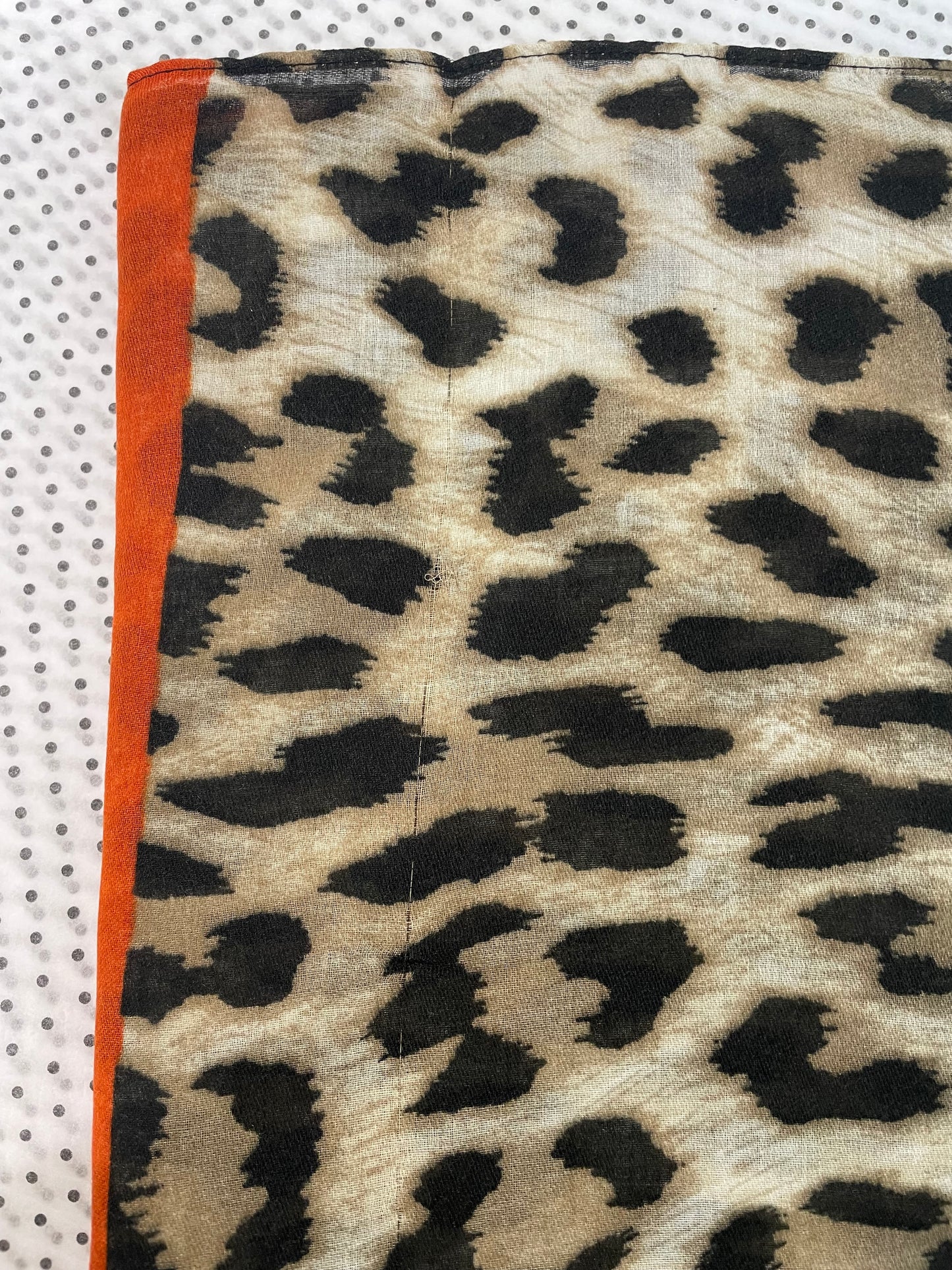 OUTLET Spring Orange Stripe Leopard Print Scarf