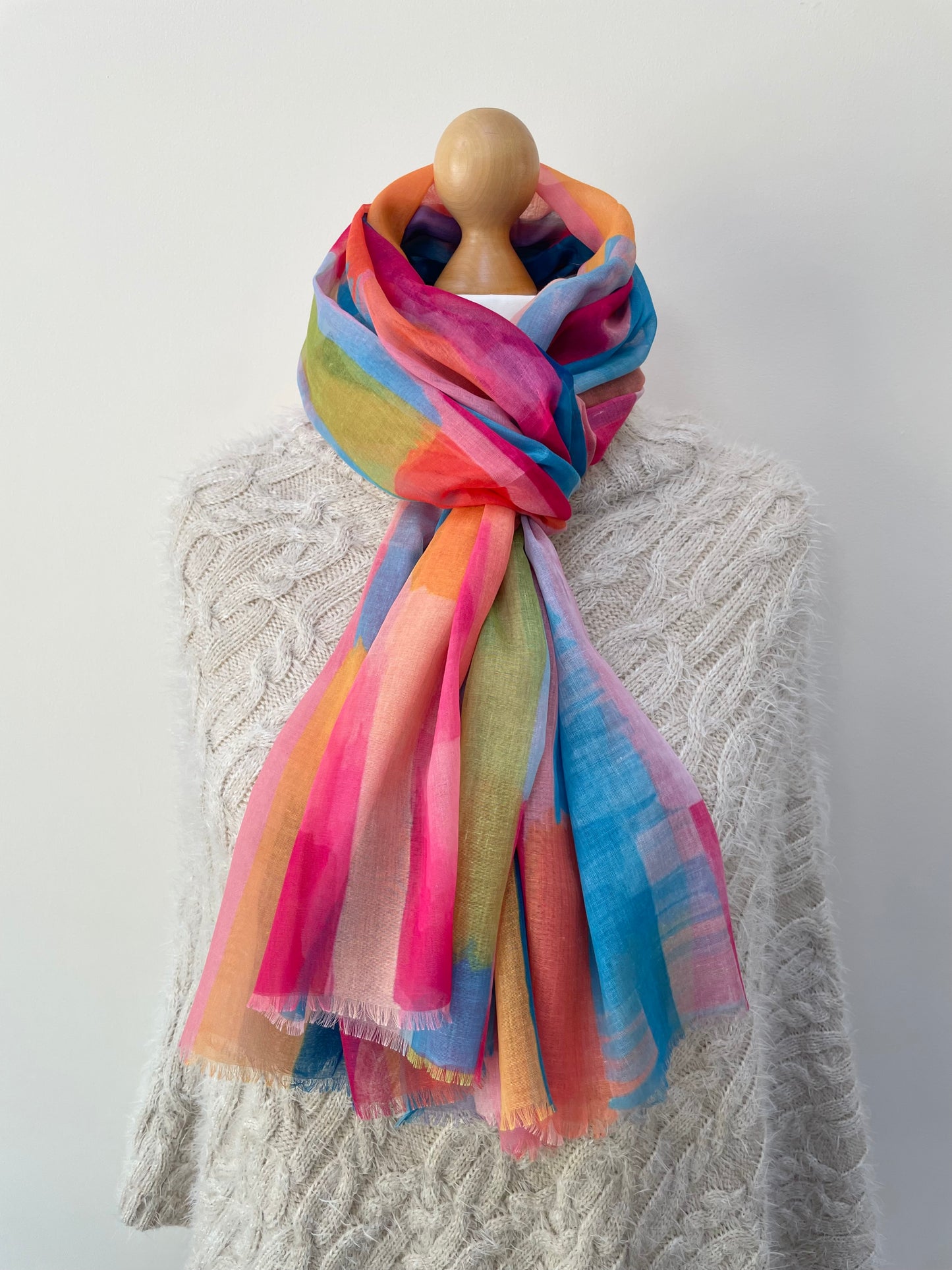 Rainbow Brush Striped Scarf