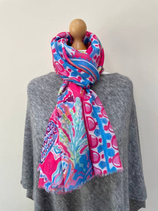 Pink Shell and Starfish Scarf