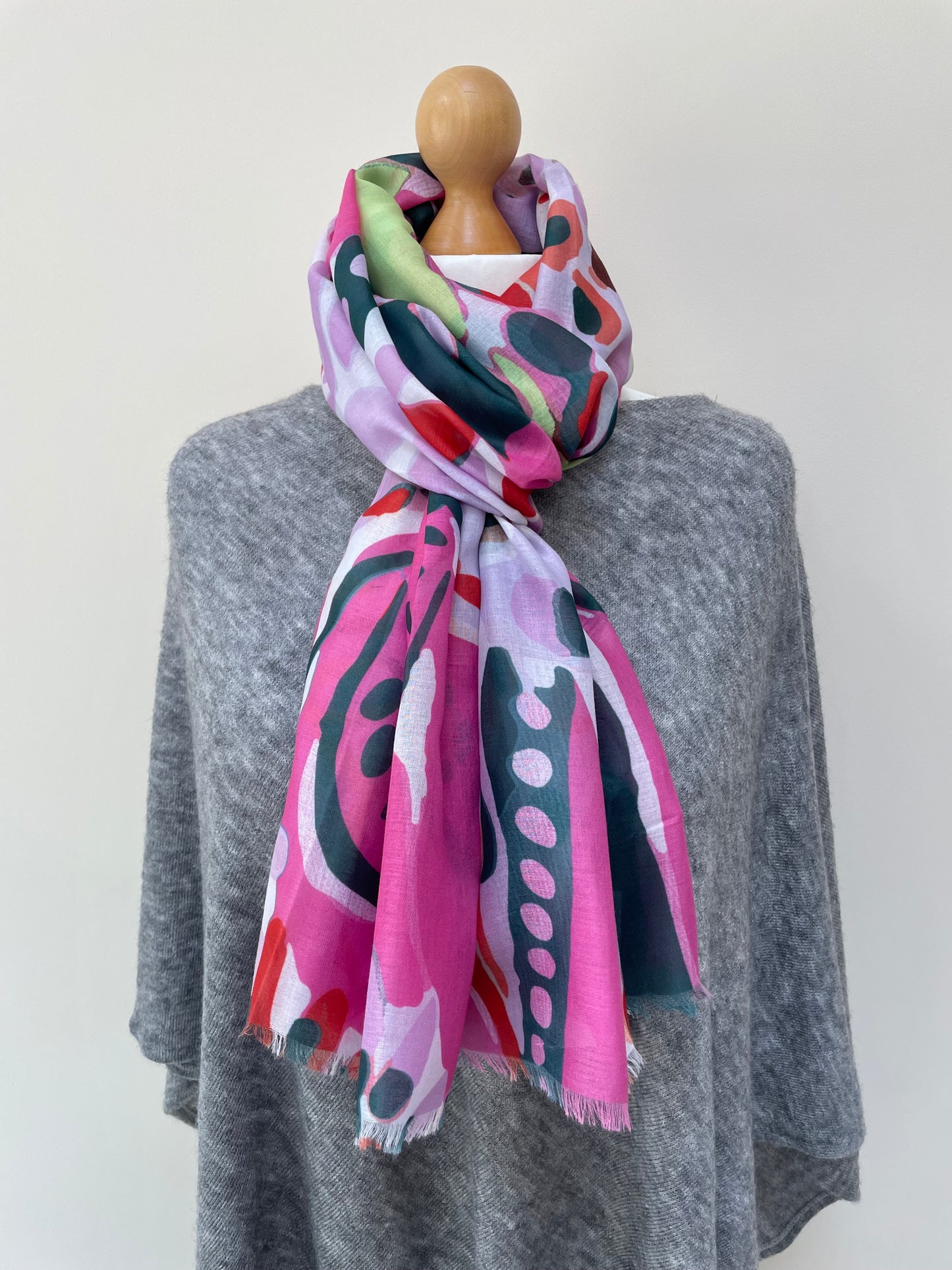 Pink Teal and Lime Floral Scarf