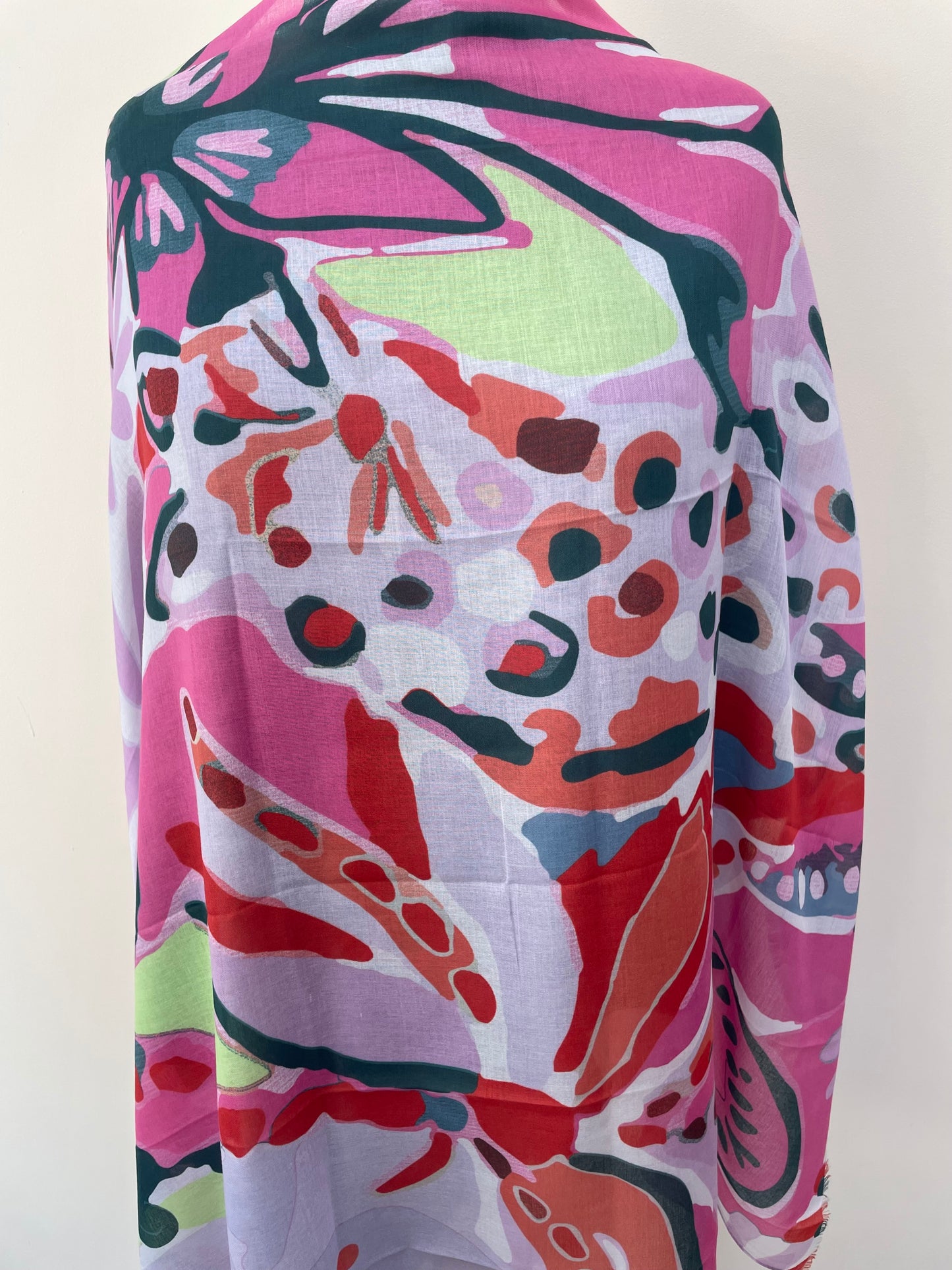 Pink Teal and Lime Floral Scarf