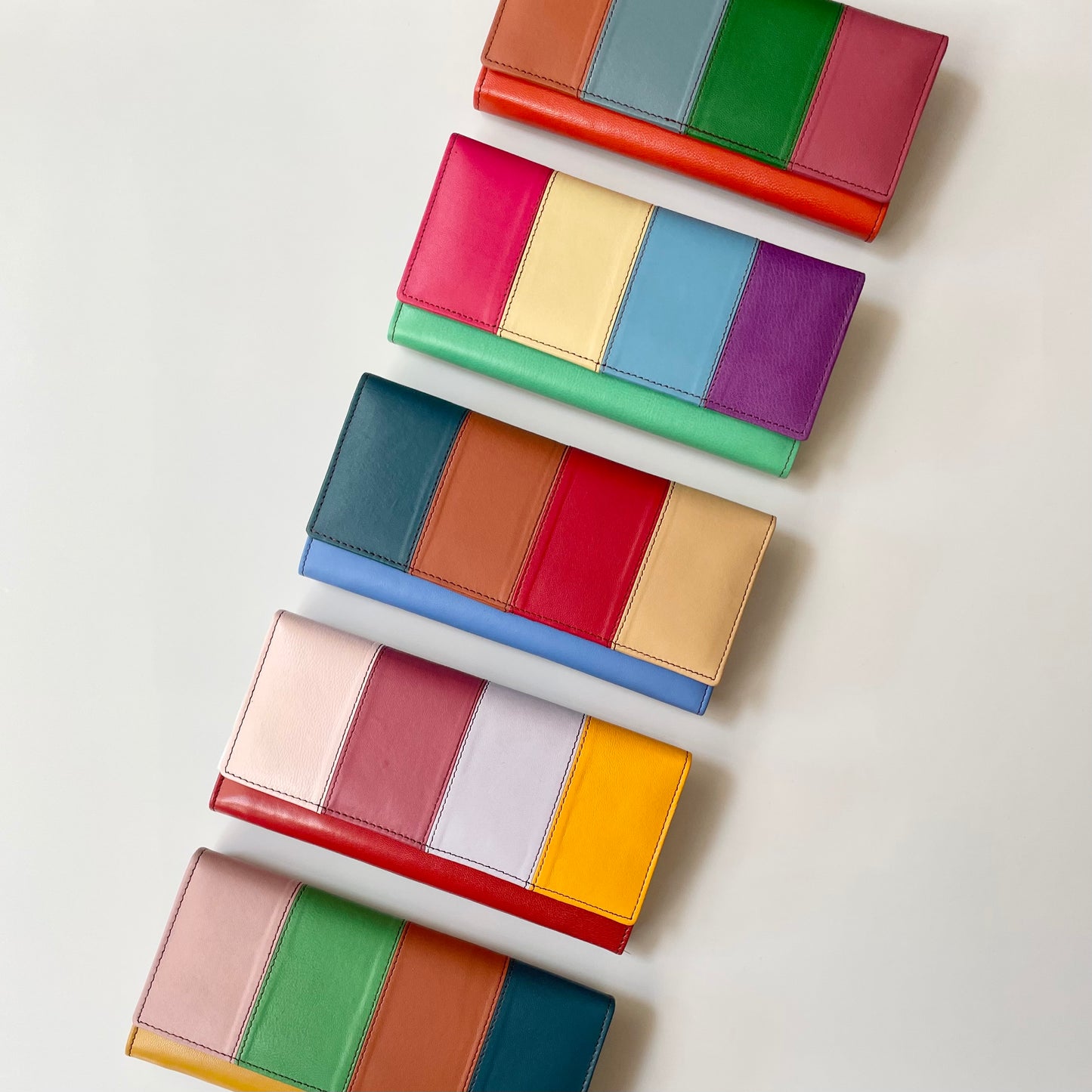 SALE Nephele Lisa Purses Unique Handmade Recycled Sustainable Upcycled Leather Rainbow