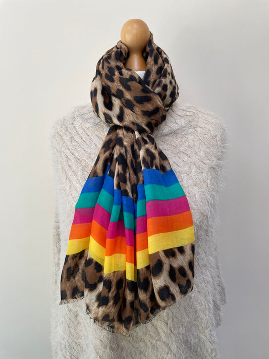 Spring Bright Rainbow Leopard Print Scarf