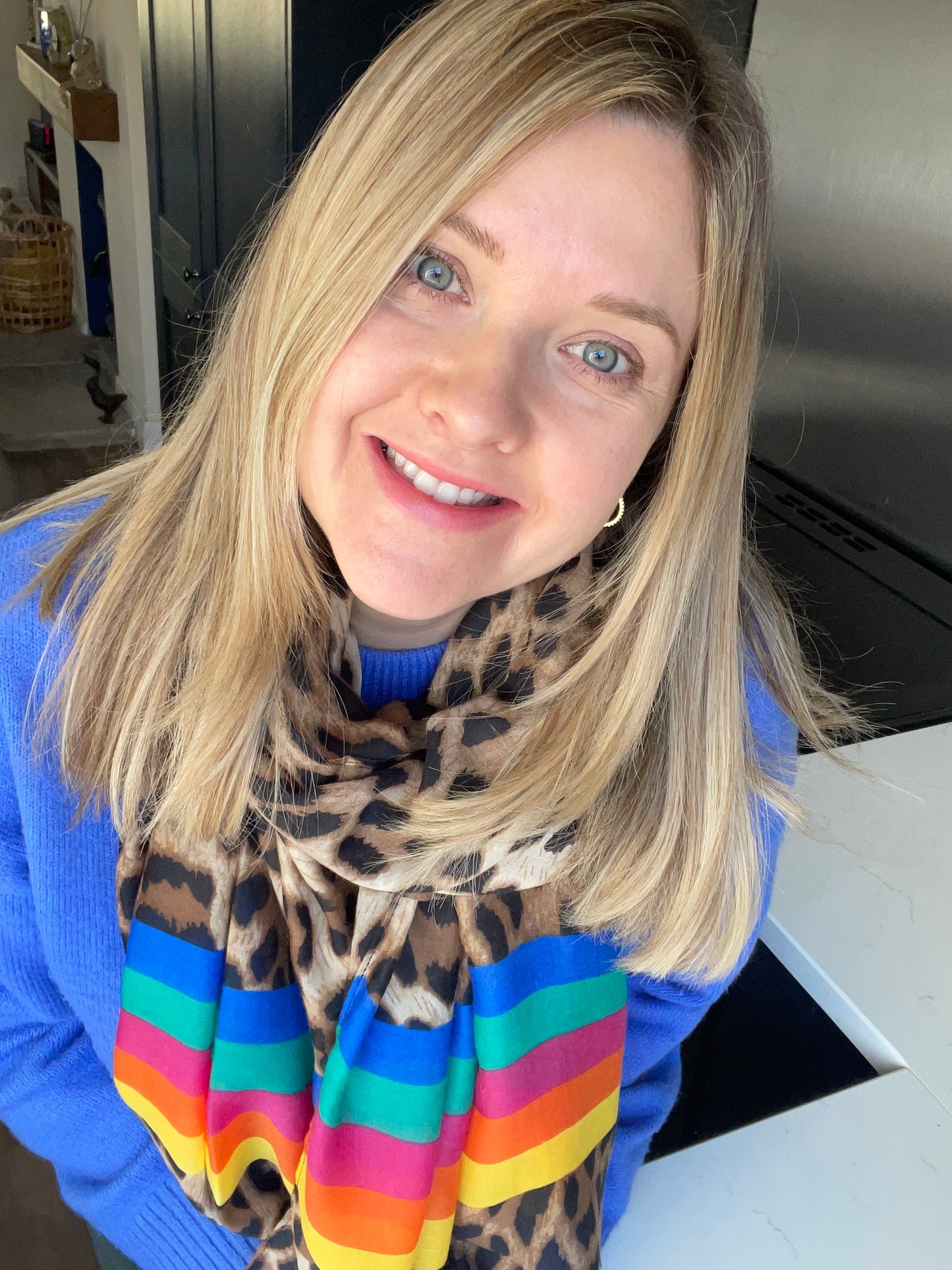 Spring Bright Rainbow Leopard Print Scarf