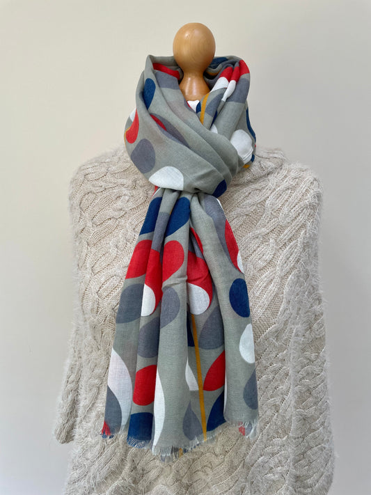 Grey Retro Vines Scarf