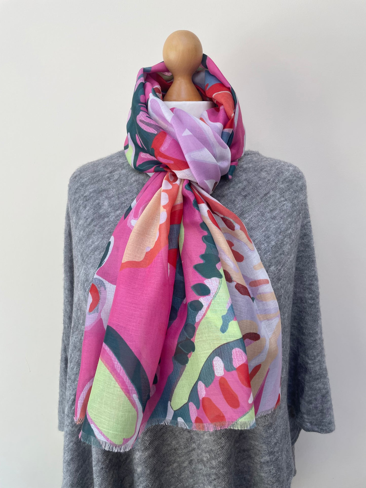 Pink Teal and Lime Floral Scarf